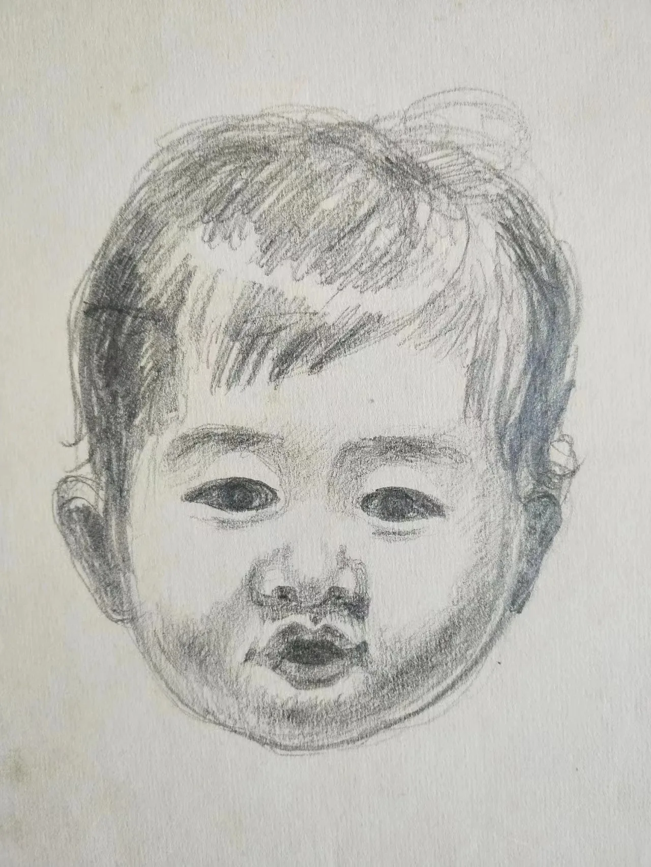 李有幹的素描作品《小侄女》，大约作于1935年，上海